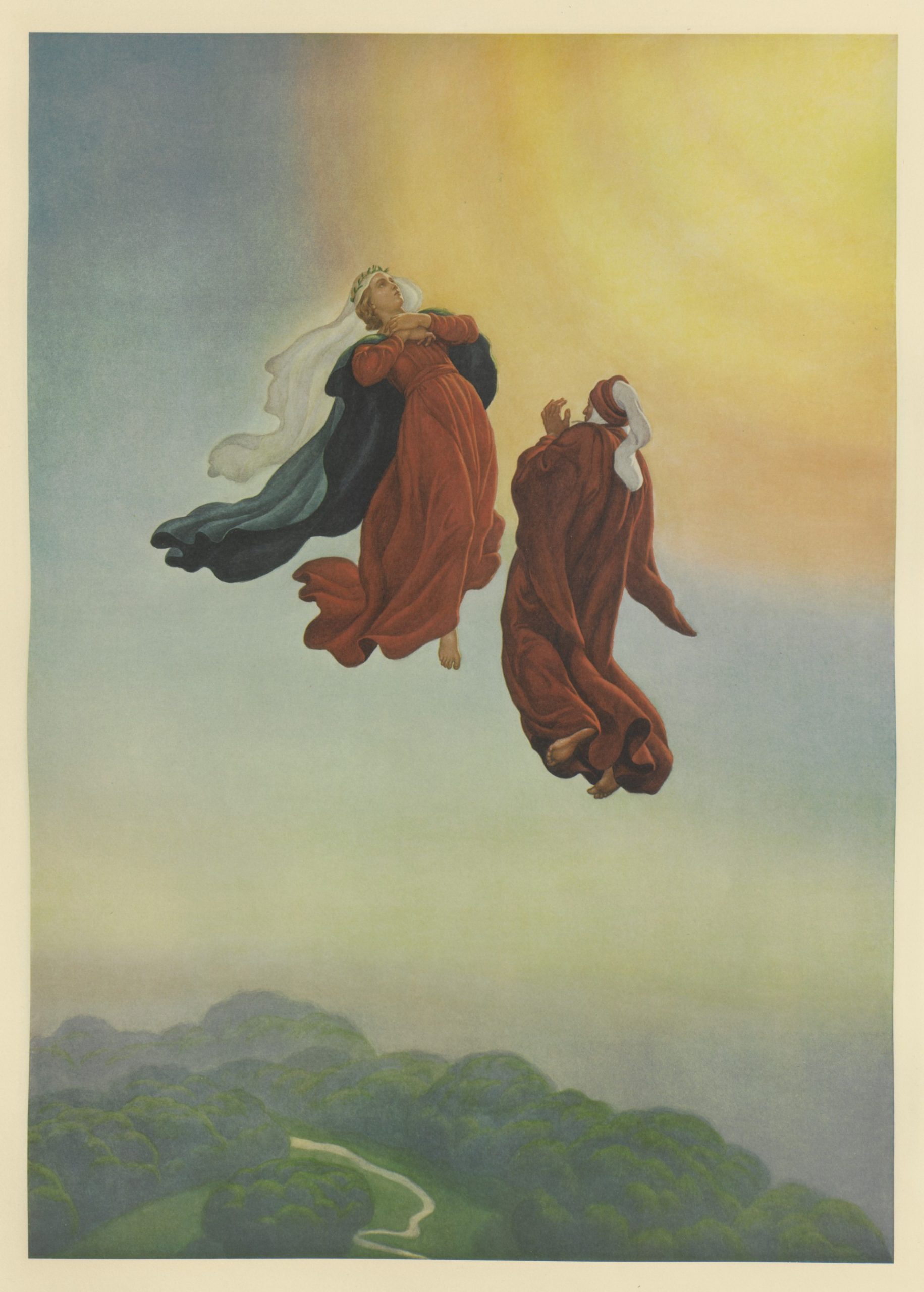 <p>Dante e Beatrice, Paradiso Canto I<br />
Illustrazione di Amos Nattini per la <em>Divina Commedia</em></p>
