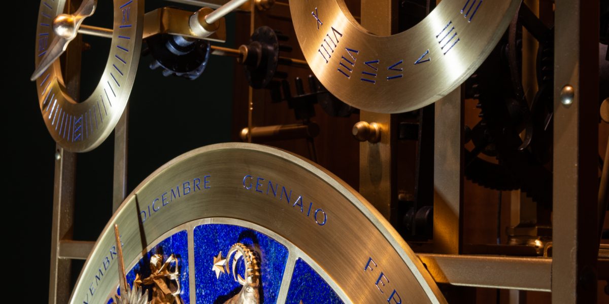 Chiaravalle clock, detail of the lapis-lazuli clock face
